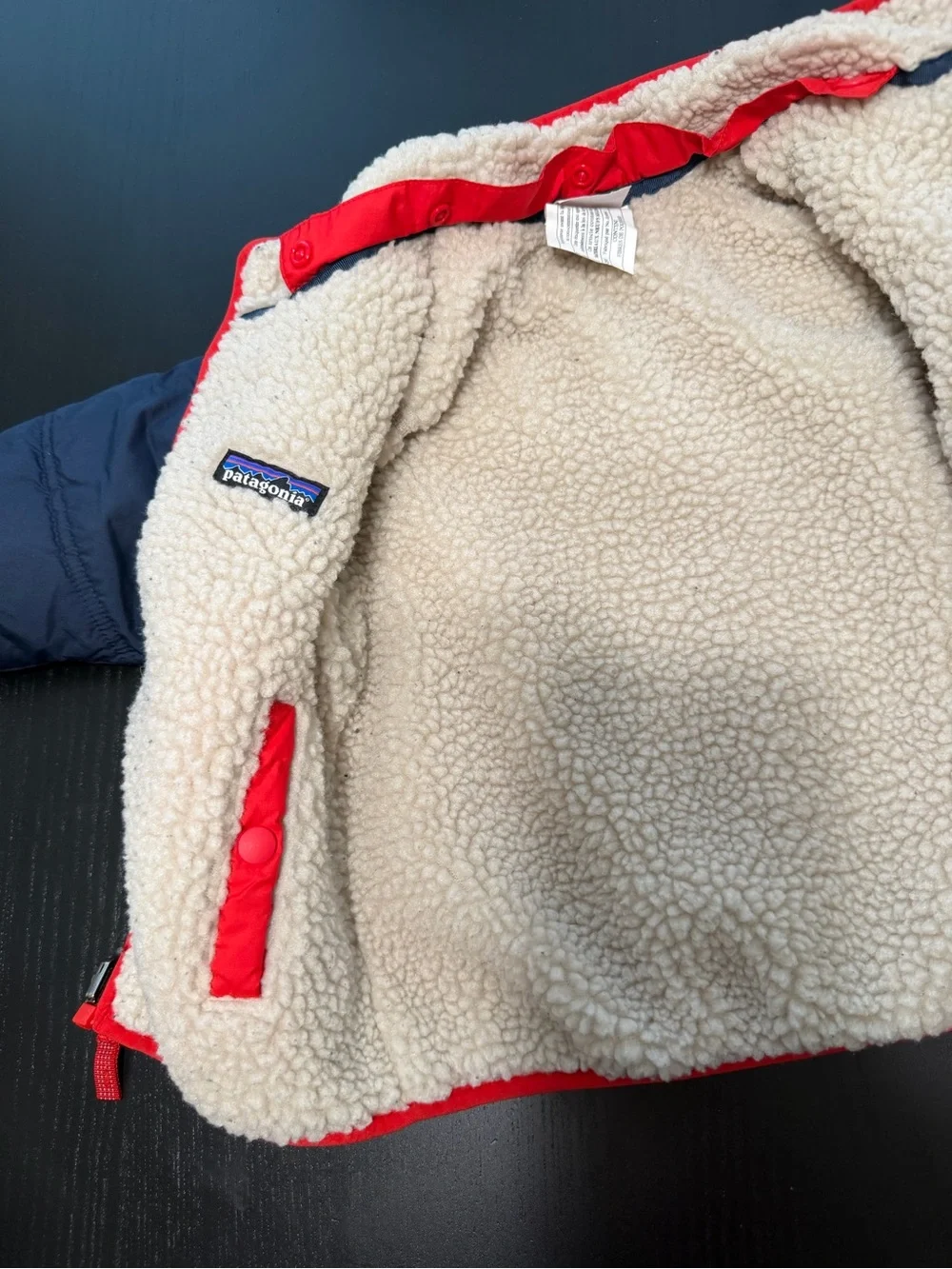 Patagonia Navy and Red Kids Puffer Jacket